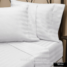 Factory Wholesale 100% Natural Cotton White stripe Hotel king size bed linen